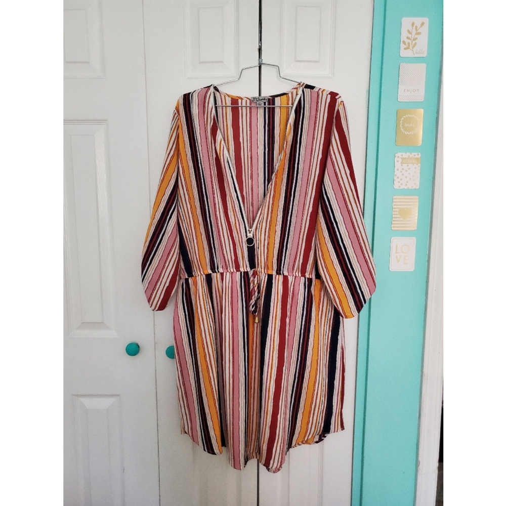 Zippered Retro 3/4 Sleeve Dress